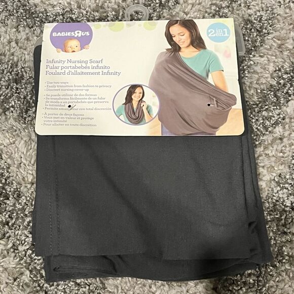NWT Babies R Us Charcoal Grey Infinity Nursing Scarf - Picture 6 of 6